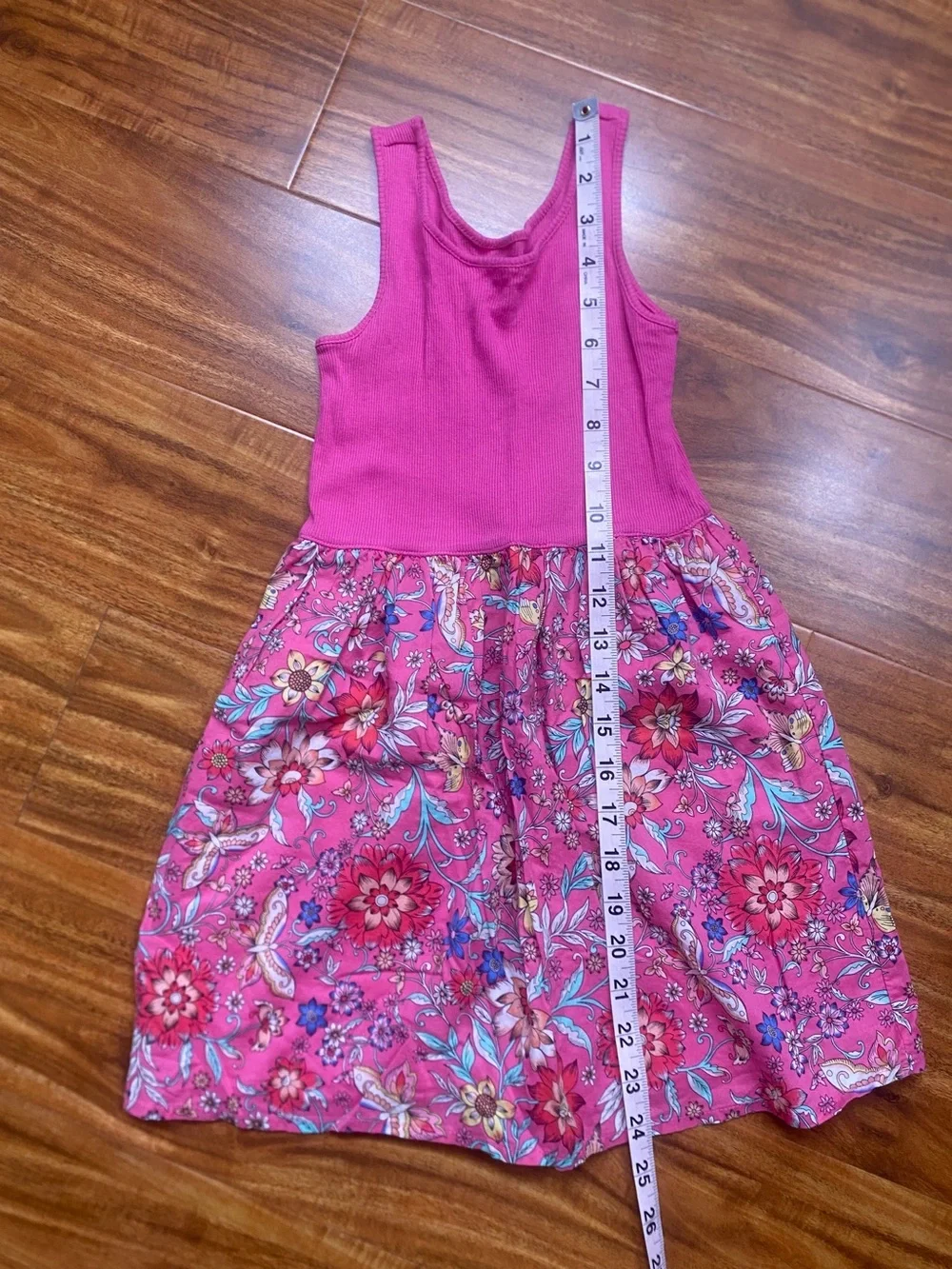GAP Girls Magenta Floral Tank Fit & Flare Dress Size Small 6/7 Casual Tropical